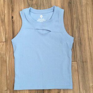 OTOS Basic Ribbed Fit Crop Top Tank Cutout Sleeveless Stretchy Blue Various